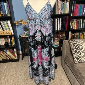 ECI Blue and Pink Paisley Maxi Dress